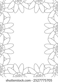 Todos estos diseños son hechos a mano y únicos 
Frontera de la flor Hermosa ilustración en blanco y negro para el libro de colorear para adultos,
Esta es una página para colorear Zentangle hermoso para imprimir para KDP Interior, POD.p