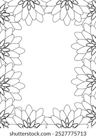 All these designs are hand-drawn and unique 
Flower Border Beautiful black and white illustration for adult coloring book,
This is a printable Beautiful Zentangle Coloring page for KDP Interior, POD p