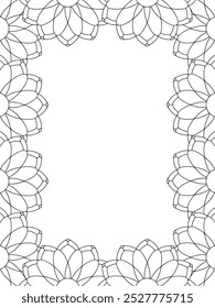 Todos estos diseños son hechos a mano y únicos 
Frontera de la flor Hermosa ilustración en blanco y negro para el libro de colorear para adultos,
Esta es una página para colorear Zentangle hermoso para imprimir para KDP Interior, POD.p