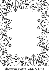 All these designs are hand-drawn and unique 
Flower Border Beautiful black and white illustration for adult coloring book,
This is a printable Beautiful Zentangle Coloring page for KDP Interior, POD p