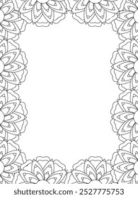 All these designs are hand-drawn and unique 
Flower Border Beautiful black and white illustration for adult coloring book,
This is a printable Beautiful Zentangle Coloring page for KDP Interior, POD p