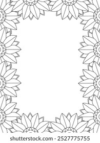 All these designs are hand-drawn and unique 
Flower Border Beautiful black and white illustration for adult coloring book,
This is a printable Beautiful Zentangle Coloring page for KDP Interior, POD p