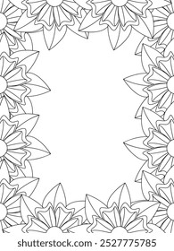 All these designs are hand-drawn and unique 
Flower Border Beautiful black and white illustration for adult coloring book,
This is a printable Beautiful Zentangle Coloring page for KDP Interior, POD p