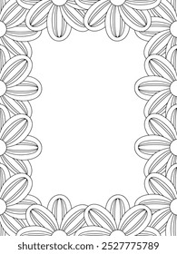 All these designs are hand-drawn and unique 
Flower Border Beautiful black and white illustration for adult coloring book,
This is a printable Beautiful Zentangle Coloring page for KDP Interior, POD p