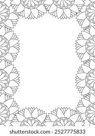 All these designs are hand-drawn and unique 
Flower Border Beautiful black and white illustration for adult coloring book,
This is a printable Beautiful Zentangle Coloring page for KDP Interior, POD p