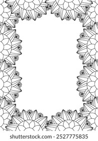 All these designs are hand-drawn and unique 
Flower Border Beautiful black and white illustration for adult coloring book,
This is a printable Beautiful Zentangle Coloring page for KDP Interior, POD p