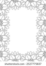 All these designs are hand-drawn and unique 
Flower Border Beautiful black and white illustration for adult coloring book,
This is a printable Beautiful Zentangle Coloring page for KDP Interior, POD p