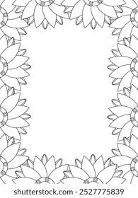 All these designs are hand-drawn and unique 
Flower Border Beautiful black and white illustration for adult coloring book,
This is a printable Beautiful Zentangle Coloring page for KDP Interior, POD p