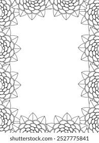 All these designs are hand-drawn and unique 
Flower Border Beautiful black and white illustration for adult coloring book,
This is a printable Beautiful Zentangle Coloring page for KDP Interior, POD p