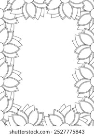 All these designs are hand-drawn and unique 
Flower Border Beautiful black and white illustration for adult coloring book,
This is a printable Beautiful Zentangle Coloring page for KDP Interior, POD p