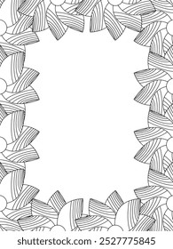 All these designs are hand-drawn and unique 
Flower Border Beautiful black and white illustration for adult coloring book,
This is a printable Beautiful Zentangle Coloring page for KDP Interior, POD p