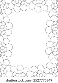 All these designs are hand-drawn and unique 
Flower Border Beautiful black and white illustration for adult coloring book,
This is a printable Beautiful Zentangle Coloring page for KDP Interior, POD p