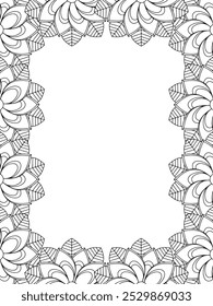 All these designs are hand-drawn and unique 
Flower Border is a Beautiful black and white illustration for adult coloring book,
This is a printable Beautiful Zentangle Coloring page for KDP Interior,