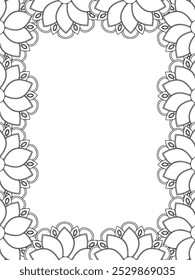 All these designs are hand-drawn and unique 
Flower Border is a Beautiful black and white illustration for adult coloring book,
This is a printable Beautiful Zentangle Coloring page for KDP Interior,