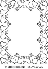 Todos estos diseños son hechos a mano y únicos 
Frontera de la flor es una hermosa ilustración en blanco y negro para un libro para colorear para adultos,
Esta es una página para colorear Zentangle hermosa para imprimir para KDP Interior,