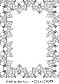 All these designs are hand-drawn and unique 
Flower Border is a Beautiful black and white illustration for adult coloring book,
This is a printable Beautiful Zentangle Coloring page for KDP Interior,