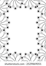 All these designs are hand-drawn and unique 
Flower Border is a Beautiful black and white illustration for adult coloring book,
This is a printable Beautiful Zentangle Coloring page for KDP Interior,