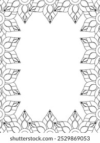 All these designs are hand-drawn and unique 
Flower Border is a Beautiful black and white illustration for adult coloring book,
This is a printable Beautiful Zentangle Coloring page for KDP Interior,