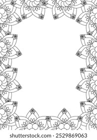 All these designs are hand-drawn and unique 
Flower Border is a Beautiful black and white illustration for adult coloring book,
This is a printable Beautiful Zentangle Coloring page for KDP Interior,