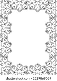 All these designs are hand-drawn and unique 
Flower Border is a Beautiful black and white illustration for adult coloring book,
This is a printable Beautiful Zentangle Coloring page for KDP Interior,