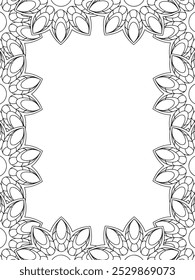 Todos estos diseños son hechos a mano y únicos 
Frontera de la flor es una hermosa ilustración en blanco y negro para un libro para colorear para adultos,
Esta es una página para colorear Zentangle hermosa para imprimir para KDP Interior,