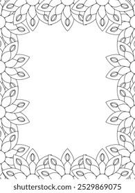 Todos estos diseños son hechos a mano y únicos 
Frontera de la flor es una hermosa ilustración en blanco y negro para un libro para colorear para adultos,
Esta es una página para colorear Zentangle hermosa para imprimir para KDP Interior,