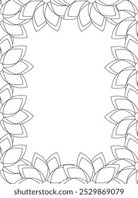 Todos estos diseños son hechos a mano y únicos 
Frontera de la flor es una hermosa ilustración en blanco y negro para un libro para colorear para adultos,
Esta es una página para colorear Zentangle hermosa para imprimir para KDP Interior,