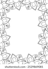 All these designs are hand-drawn and unique 
Flower Border is a Beautiful black and white illustration for adult coloring book,
This is a printable Beautiful Zentangle Coloring page for KDP Interior,