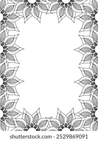 All these designs are hand-drawn and unique 
Flower Border is a Beautiful black and white illustration for adult coloring book,
This is a printable Beautiful Zentangle Coloring page for KDP Interior,