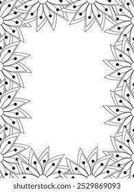 All these designs are hand-drawn and unique 
Flower Border is a Beautiful black and white illustration for adult coloring book,
This is a printable Beautiful Zentangle Coloring page for KDP Interior,