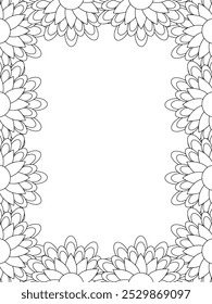 All these designs are hand-drawn and unique 
Flower Border is a Beautiful black and white illustration for adult coloring book,
This is a printable Beautiful Zentangle Coloring page for KDP Interior,