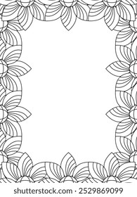 All these designs are hand-drawn and unique 
Flower Border is a Beautiful black and white illustration for adult coloring book,
This is a printable Beautiful Zentangle Coloring page for KDP Interior,