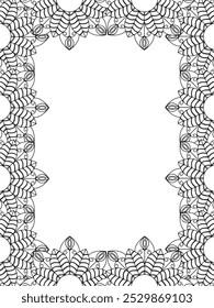 All these designs are hand-drawn and unique 
Flower Border is a Beautiful black and white illustration for adult coloring book,
This is a printable Beautiful Zentangle Coloring page for KDP Interior,