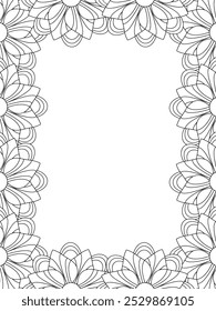 All these designs are hand-drawn and unique 
Flower Border is a Beautiful black and white illustration for adult coloring book,
This is a printable Beautiful Zentangle Coloring page for KDP Interior,