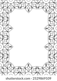 All these designs are hand-drawn and unique 
Flower Border is a Beautiful black and white illustration for adult coloring book,
This is a printable Beautiful Zentangle Coloring page for KDP Interior,