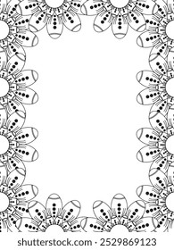 All these designs are hand-drawn and unique 
Flower Border is a Beautiful black and white illustration for adult coloring book,
This is a printable Beautiful Zentangle Coloring page for KDP Interior,