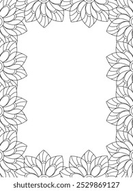 All these designs are hand-drawn and unique 
Flower Border is a Beautiful black and white illustration for adult coloring book,
This is a printable Beautiful Zentangle Coloring page for KDP Interior,