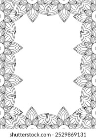 All these designs are hand-drawn and unique 
Flower Border is a Beautiful black and white illustration for adult coloring book,
This is a printable Beautiful Zentangle Coloring page for KDP Interior,