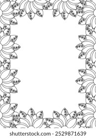 All these designs are hand-drawn and unique 
Flower Border is a Beautiful black and white illustration for adult coloring book,
This is a printable Beautiful Zentangle Coloring page for KDP Interior,