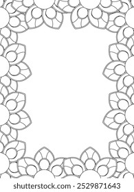 All these designs are hand-drawn and unique 
Flower Border is a Beautiful black and white illustration for adult coloring book,
This is a printable Beautiful Zentangle Coloring page for KDP Interior,