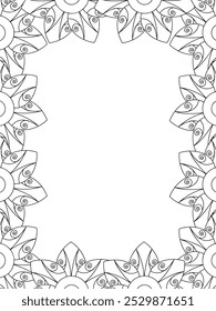 All these designs are hand-drawn and unique 
Flower Border is a Beautiful black and white illustration for adult coloring book,
This is a printable Beautiful Zentangle Coloring page for KDP Interior,