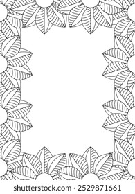 Alle diese Designs sind handgezeichnet und einzigartig 
Flower Border ist eine schöne schwarz-weiße Illustration für Erwachsene Malbuch,
Dies ist eine druckbare schöne Zentangle Malvorlage für KDP Interior,