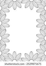 Todos estos diseños son hechos a mano y únicos 
Frontera de la flor es una hermosa ilustración en blanco y negro para un libro para colorear para adultos,
Esta es una página para colorear Zentangle hermosa para imprimir para KDP Interior,