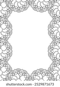 All these designs are hand-drawn and unique 
Flower Border is a Beautiful black and white illustration for adult coloring book,
This is a printable Beautiful Zentangle Coloring page for KDP Interior,