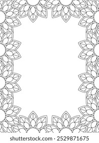 All these designs are hand-drawn and unique 
Flower Border is a Beautiful black and white illustration for adult coloring book,
This is a printable Beautiful Zentangle Coloring page for KDP Interior,