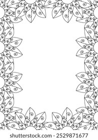 All these designs are hand-drawn and unique 
Flower Border is a Beautiful black and white illustration for adult coloring book,
This is a printable Beautiful Zentangle Coloring page for KDP Interior,