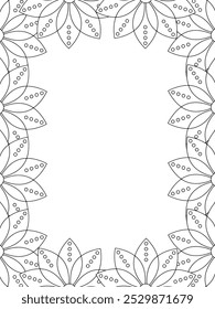 All these designs are hand-drawn and unique 
Flower Border is a Beautiful black and white illustration for adult coloring book,
This is a printable Beautiful Zentangle Coloring page for KDP Interior,