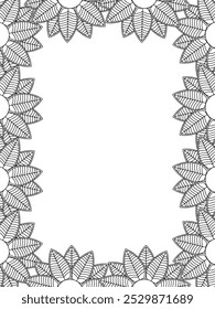 Todos estos diseños son hechos a mano y únicos 
Frontera de la flor es una hermosa ilustración en blanco y negro para un libro para colorear para adultos,
Esta es una página para colorear Zentangle hermosa para imprimir para KDP Interior,