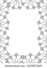 All these designs are hand-drawn and unique 
Flower Border is a Beautiful black and white illustration for adult coloring book,
This is a printable Beautiful Zentangle Coloring page for KDP Interior,