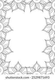 All these designs are hand-drawn and unique 
Flower Border is a Beautiful black and white illustration for adult coloring book,
This is a printable Beautiful Zentangle Coloring page for KDP Interior,